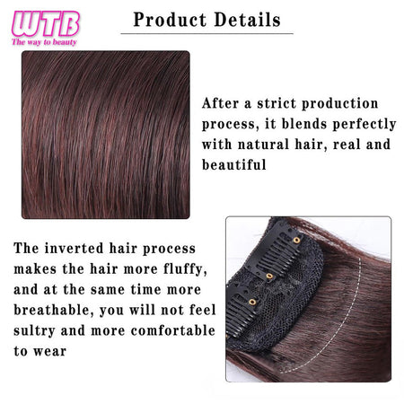Synthetic Invisable Seamless Hair Pads Clip In One Piece 2Clips Increase hair volume Hair Extensions Top Side Cover Hairpiece