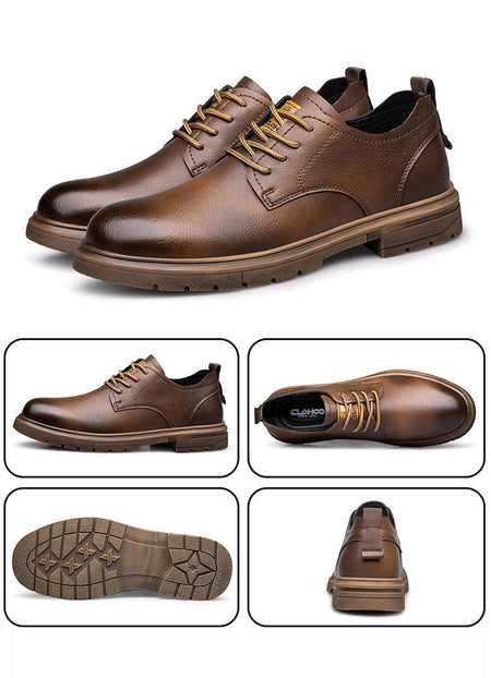 52/2000  CLOHOO handmade men's shoes business casual leather shoes breathable soft sole comfortable classic lace-up men's shoes