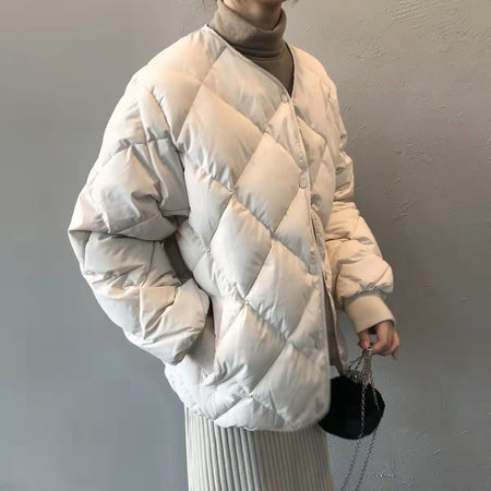 Autumn Winter Single Breasted Coat Women 2025 Fashion Solid Warm Quilted Jacket Long Sleeve O Neck Coats Lady Casual Outfit Wear