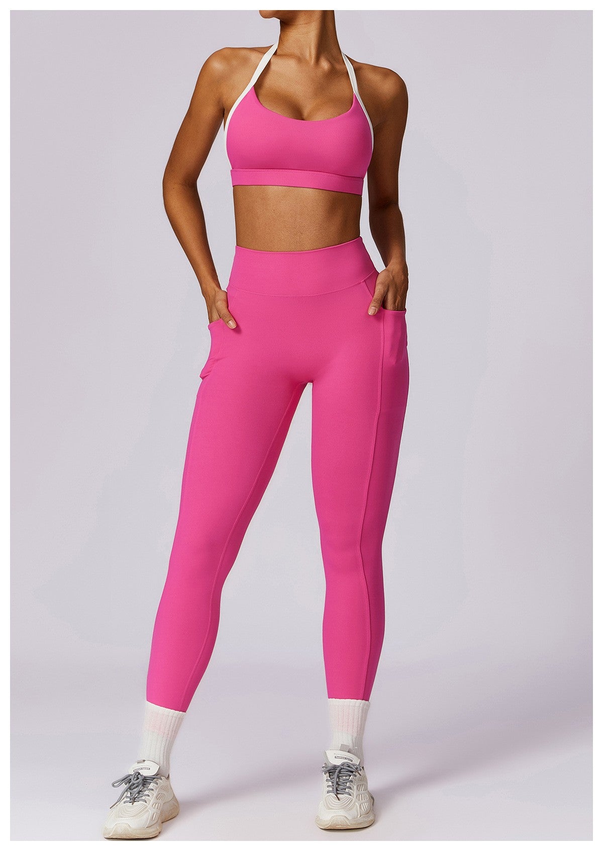 Yoga Set 2PCS Women Sportswear Push Up Workout Clothes Athletic Wear Gym Legging Fitness Bra Crop Top Long Sleeve Sports Suits