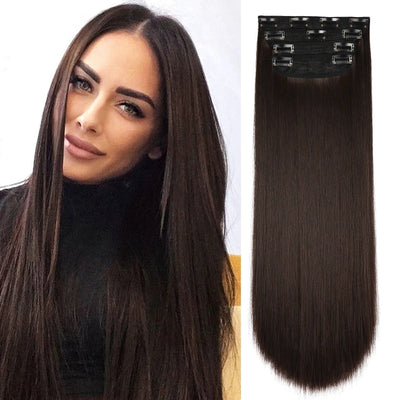 4Pcs/Set 20Inch Synthetic Hair Clip In Long Wavy Thick Hairpieces For Women Full Head Synthetic extenciones para el cabello