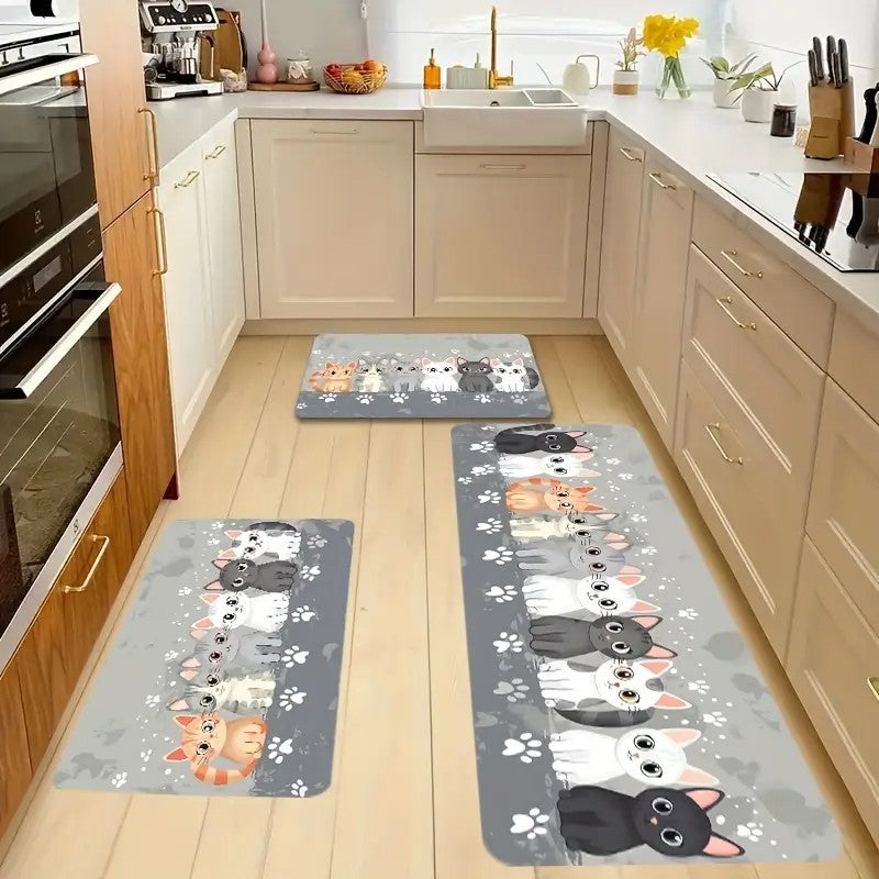 VIKAMA Cartoon Cat Paw Non-Slip Washable Floor Mat--Game Room Rug for Living Room, Bedroom,Home Decor, With Bathroom Accessories