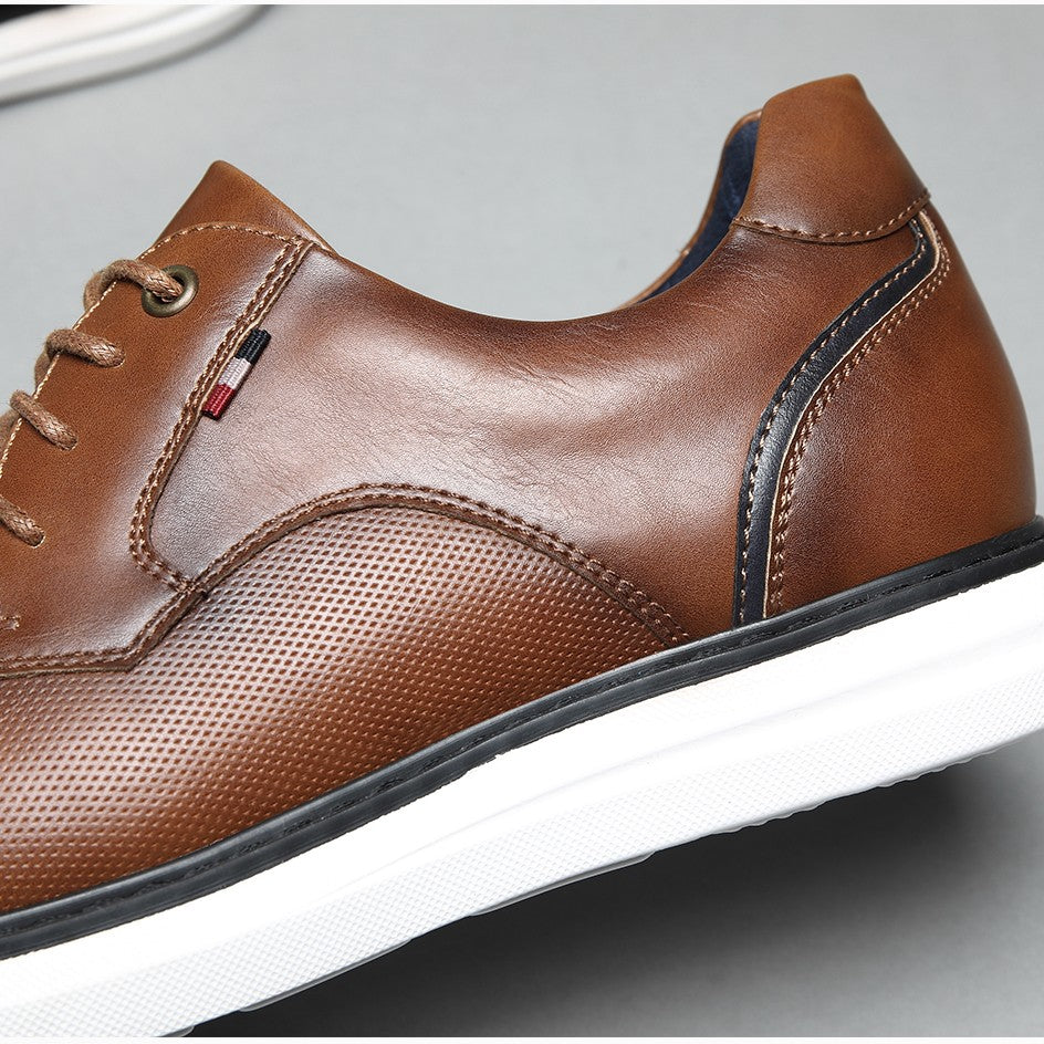 BHKH 2025 Genuine Leather Dress Shoes Comfy Men Casual Shoes Smart Business Work Office Lace-up Men Shoes