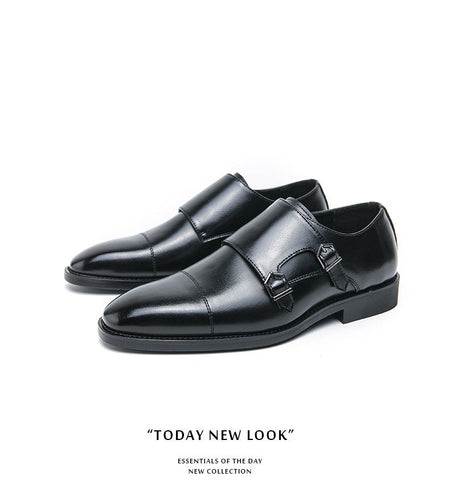 Large size men's three-point casual leather shoes men's leather business gentleman British style dress men Mengke shoes