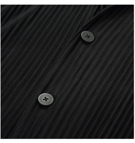 Miyake New 2025 Spring Suit Long Sleeve Pleated Pleated Men's Jacket Lapel Pleated Solid Color Fashion Loose Plisse Casual Top