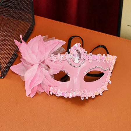 Luxury Flower Rhinestone Masquerade Mask, Elegant Venetian Half Face Mask for Women Halloween Party, Wedding and Themed Events