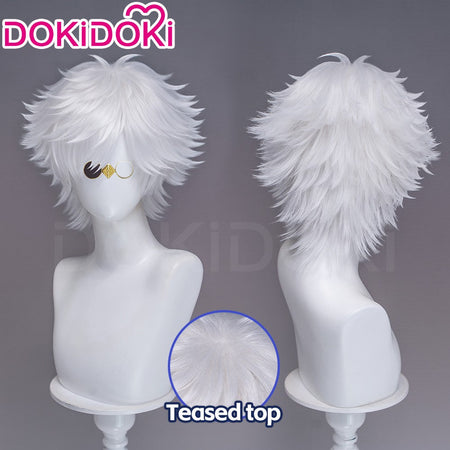 ?Ready For Ship?Qifrey Cosplay Wig Anime Witch Hat Atelier DokiDoki Men White Hair Qifrey Cosplay HalloweenHair Free Wig Cap