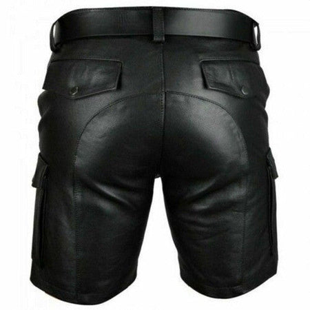 New Arrival Casual Men's ort Leather Pants Pure Color PU Leisure Straight Leg Long Trousers Wi Bestseller