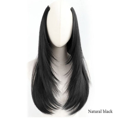 Synthetic layered V-shaped hair extension wig women's heat-resistant clip hair wig atmosphere long curly hair