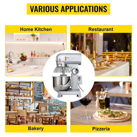 SucceBuy 10- 30L Electric Dough Machine Stainless Steel Commercial Cream Egg Whisk Mixer Processor Kitchen Food Stand Blender