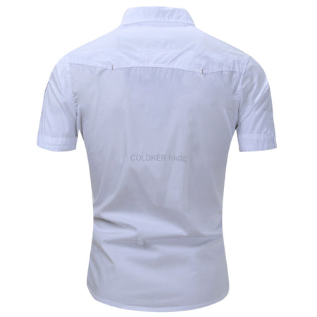 Euro Size White Short Sleeve Men's Uniform Shirt Safari Shirt Summer Casual 100% Cotton Cargo Outdoor Pocket Work Shirts for Men