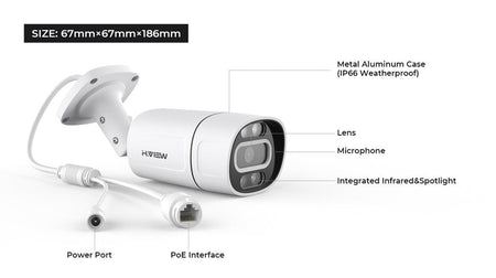H.View 5Mp 8Mp 4K Ip Camera Poe Ai Face Detection  Cctv Security Cameras H.265 Outdoor Audio Video Surveillance onvif xmeye