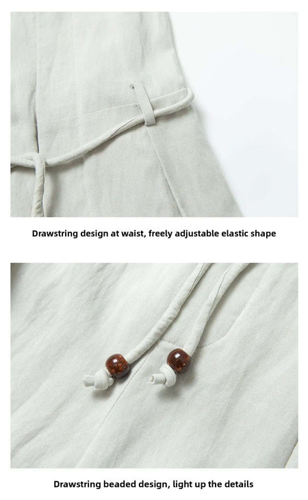 Colne U-Neck Linen Blend Vest And Knife Pleat One-Piece Pants Women's Fashion Design Sensation Tianli Material Long Pants