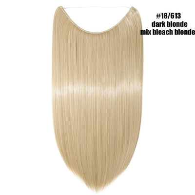 BENEHAIR Synthetic Invisible Wire No Clips In Hair Extensions Secret Fish Line Hairpieces Hair Extensions Fake Hair For Women