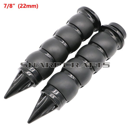 1" 25mm & 7/8'' 22mm Billet Rubber Flame Spike Hand Grips For Harley Honda Kawasaki Suzuki Yamaha  Bikes Cruiser Chopper Custom