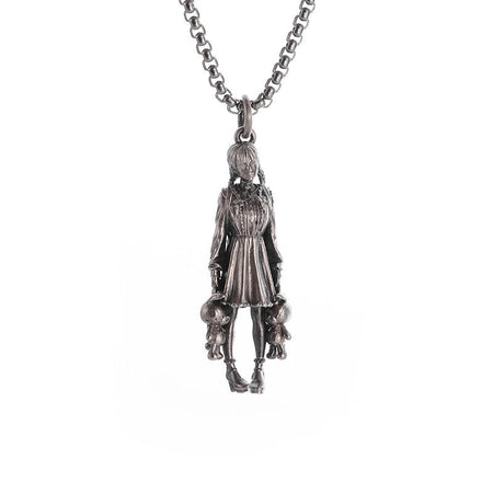 Silver-Plated Anime Mecha Beautiful Girl Girl Pendant Necklace Men and Women Hip-Hop Rock Punk Trendy Jewelry Gift