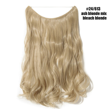 BENEHAIR Synthetic Invisible Wire No Clips In Hair Extensions Secret Fish Line Hairpieces Hair Extensions Fake Hair For Women