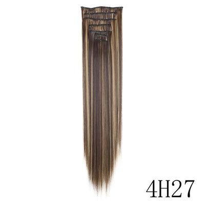 LANSA 7Clips Long Straight Synthetic Clip On Hair Extensions Cheveux Clip Naturel High Temperature Fiber Black Brown Hairpiece