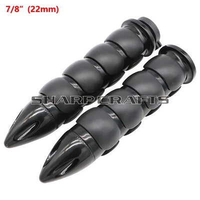 1" 25mm & 7/8'' 22mm Billet Rubber Flame Spike Hand Grips For Harley Honda Kawasaki Suzuki Yamaha  Bikes Cruiser Chopper Custom