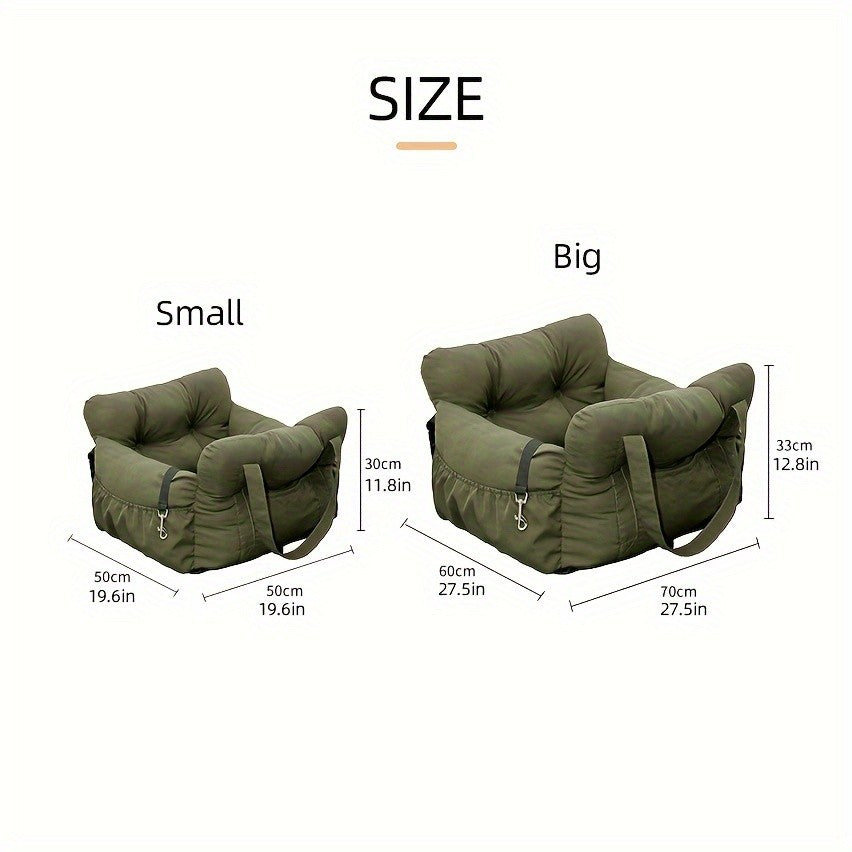 Dog Car Seat with Safety Belt - Non-Slip Pet Car Bed for Small Dogs, Washable Travel Carrier with Secure Straps for Safe Car