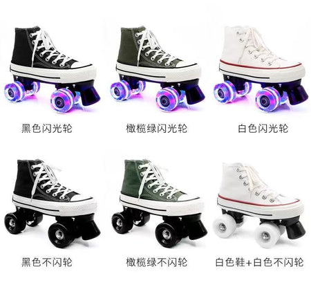 Adult and Children's Double-row Roller Skates Shoes , Breathable and Wear-resistant, Ice Rink , Four-wheel Skating Sneakers