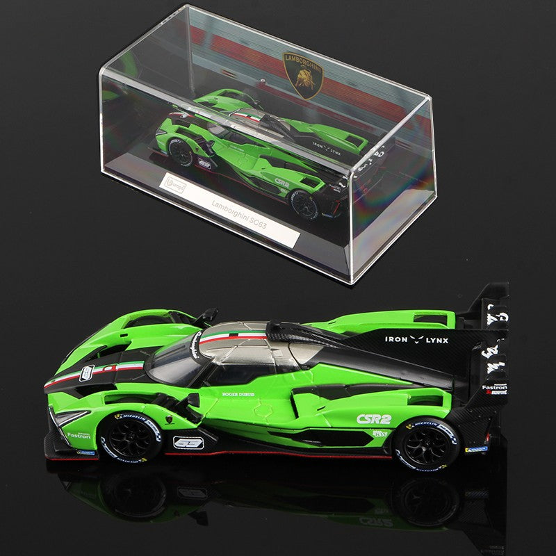 Bburago 1:43 Race Car Model With Dust Cover Series Alloy Miniature Diecast Racing Static Toy 499P 296 GT3 963 911 GT3 SC63 Fxxk