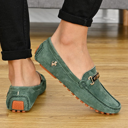 YRZL Loafers Men Big Size 48 Soft Driving Moccasins High Quality Flats Genuine Leather Shoes Men Slip-on Suede Loafers for Men