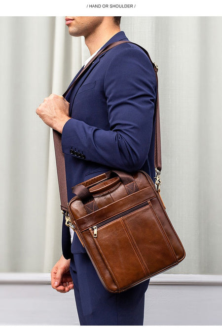 WESTAL Men's Shoulder Bags Genuine Leather Crossbody Messenger Bag For 13.3 Inch Laptop Briefcase Leather Man Handbags 8577