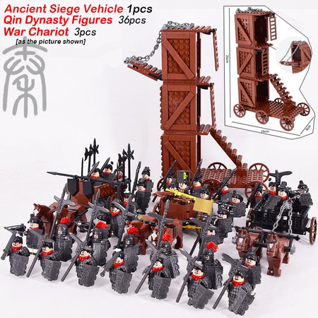 MOC Roman Empire Spartan Army Medieval Soldier Chariot Building Block Bricks Ancient Military War Helmet Toys For Children
