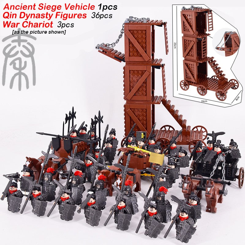 MOC Roman Empire Spartan Army Medieval Soldier Chariot Building Block Bricks Ancient Military War Helmet Toys For Children