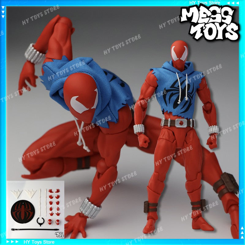 New Messtoys 1/12 Scale Spider Man Action Figures Scarlet Hero Kids Toy Spiderman in Vest and Hoodie Cloth Outfit Model Gift Toy