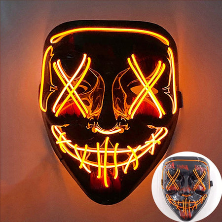 Scary Wireless Glowing LED Mask Halloween Party Supplies Neon Purge Mask Cosplay Luminous Face Masks Carnival Festival Props