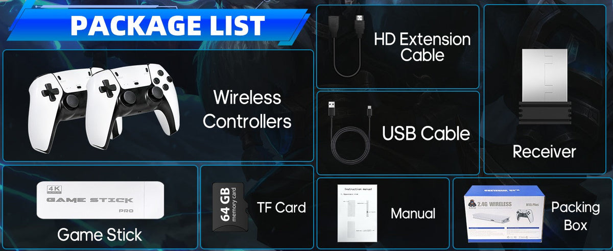 M15 4K TV Retro Handheld Game Console Stick 2.4G Dual Wireless Controller 20000+ Classical Games 23 Classic Emulaters