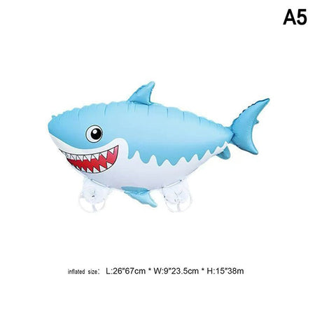 1PC 3D Cartoon Foil Balloons Elephant Stand Walking Balloon With Wheel For Kids Birthday Party Decoration Baby Shower