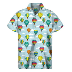 Cartoon Air Balloon 3D Print Hawaiian Shirt Men Summer Cool Lapel Shirts Fashion Short Sleeve Tops Oversized Button Blouse