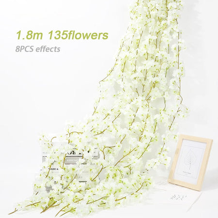 Pink Sakura Artificial Flowers Garland Cherry Blossoms Vines Garden Arch Decor Fake Flower Garland Wedding Party Home Decoration