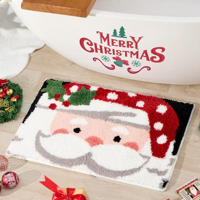 VIAMA Christmas Bathroom Rug Cute Plush Living Room & Bedroom Rug Non-Slip Absorbent Entryway Doormat Holiday Home Decor