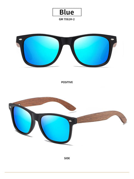 GM Environment-Friendly Retro Walnut Wood Sunglasses UV400 Polarized Bamboo Sunglasses Men's Fashion Trendy Anti Blue Lens 7061h