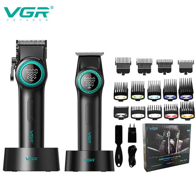 VGR 001 977 new hair trimming set high-end men's hair clipper intelligent digital display electric pusher carving and whitening