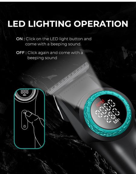 VGR 001 977 new hair trimming set high-end men's hair clipper intelligent digital display electric pusher carving and whitening
