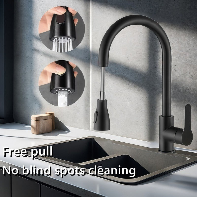 Kitchen Faucets Brushed Nickel Pull Out Kitchen Sink Water Tap Deck Mounted Mixer Stream Sprayer Head Hot Cold Taps Sliver