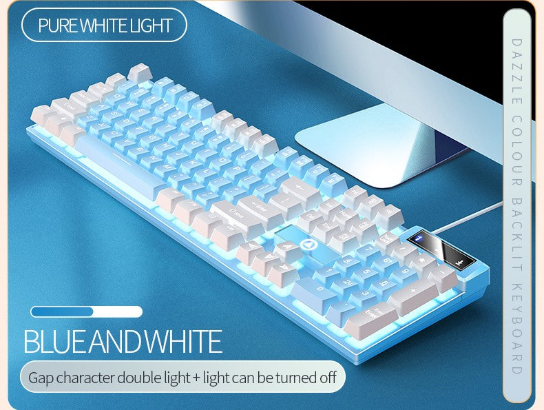 104 Keys Gaming Keyboard Wired Keyboard Color Matching Backlit Mechanical Feel Computer E-sports Peripherals for Desktop Laptop