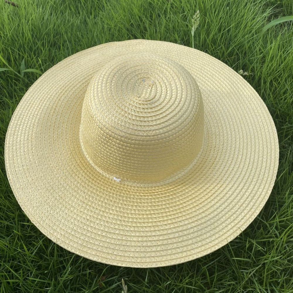 Summer Simple Straw Hats Women Men Wide Brim Beach Sun Hat Uv Protection Fishing Caps Farm Straw Hat With Windproof Rope Panama