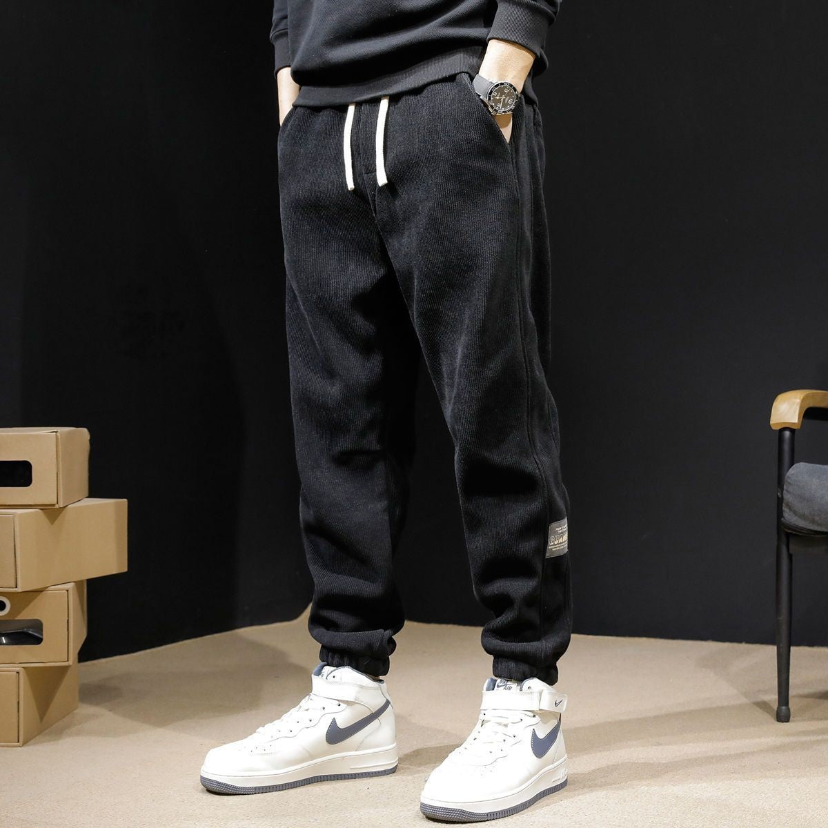 Autumn and Winter Men's Corduroy Casual Trousers Leggings Sweatpants Loose and Versatile Construction Site Pants Men's Trousers