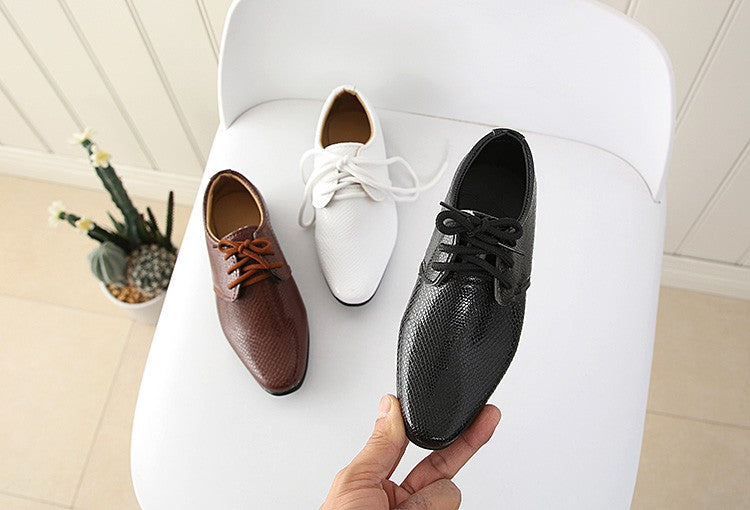Iawesome Boys Leather Shoes Kids Flats Lace-up Children's Wedding Shoes For Toddlers Boy Big Boys Fashion For Performance