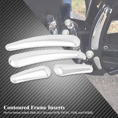 4xMotorcycle 3D Swingarm Frame Insert Chrome Cover For Harley Heritage Softail Custom Fat Boy Lo Deluxe FLSTN FXSTC 2008-2017