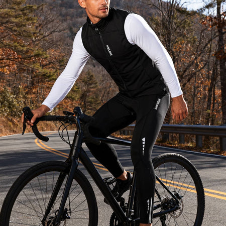 WOSAWE Cycling Jersey Set Winter Spring Vest Pants Sleeveless MTB Bicycle Clothing Warm Bike Jackets Thermal Fleece Suit