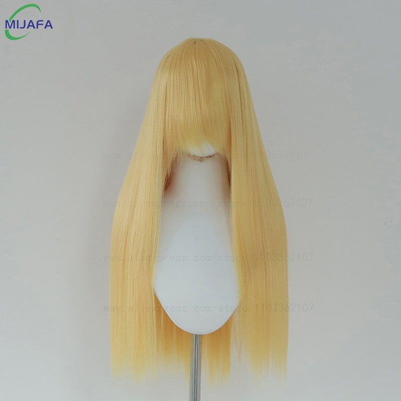 Very High Quality 400g 48 Colors 24Inch 60cm Long Straight Cosplay Wig With Bangs Heat Resistant Hair Anime Wigs + Wig Cap