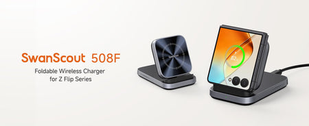 SwanScout 508F 15W Fast Wireless Charger for Samsung Z Flip 7 FE 6 5 Portable Foldable Charger for Motorola Razr 60 Ultra 50 40