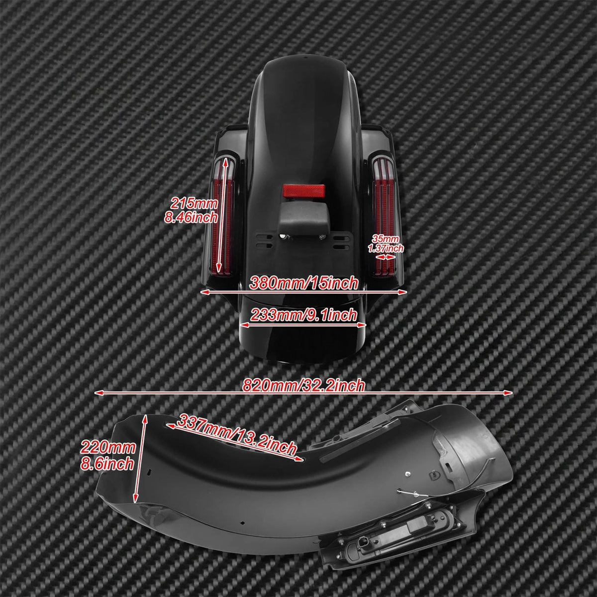 Motorcycle Rear Fender System Extension LED Fascia Set For Harley Touring 2009-2024 CVO Road Street Glide FLHR Ultra Limited